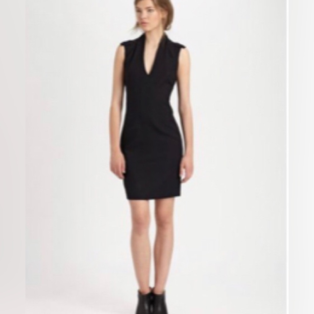 Helmut Lang Cap Sleeve Pixel Black Dress.